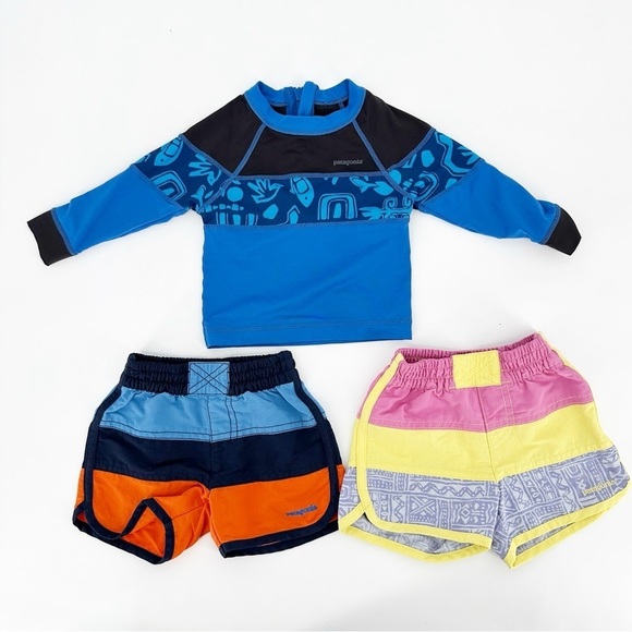 Patagonia Other - Patagonia Baby Board Shorts x 2 and Shirt Size 6-12 months
